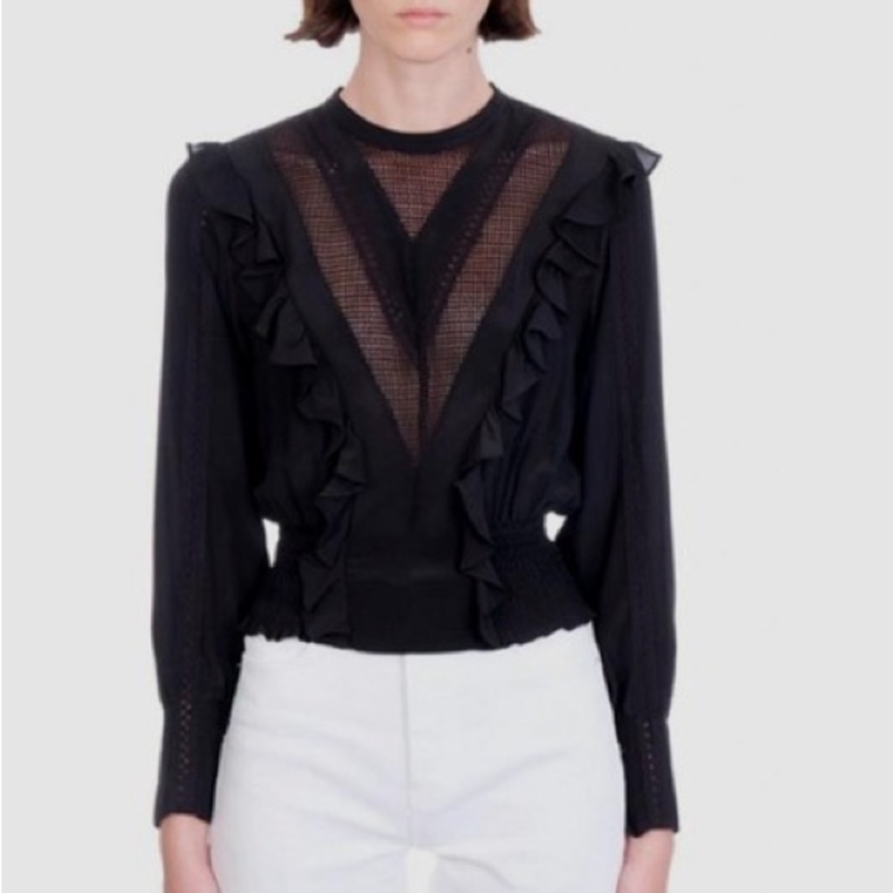 Iro Black Ruffled Top